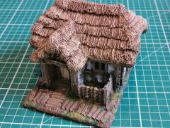 28mm Darkages half hipped thatched roof with canopy - Painted model